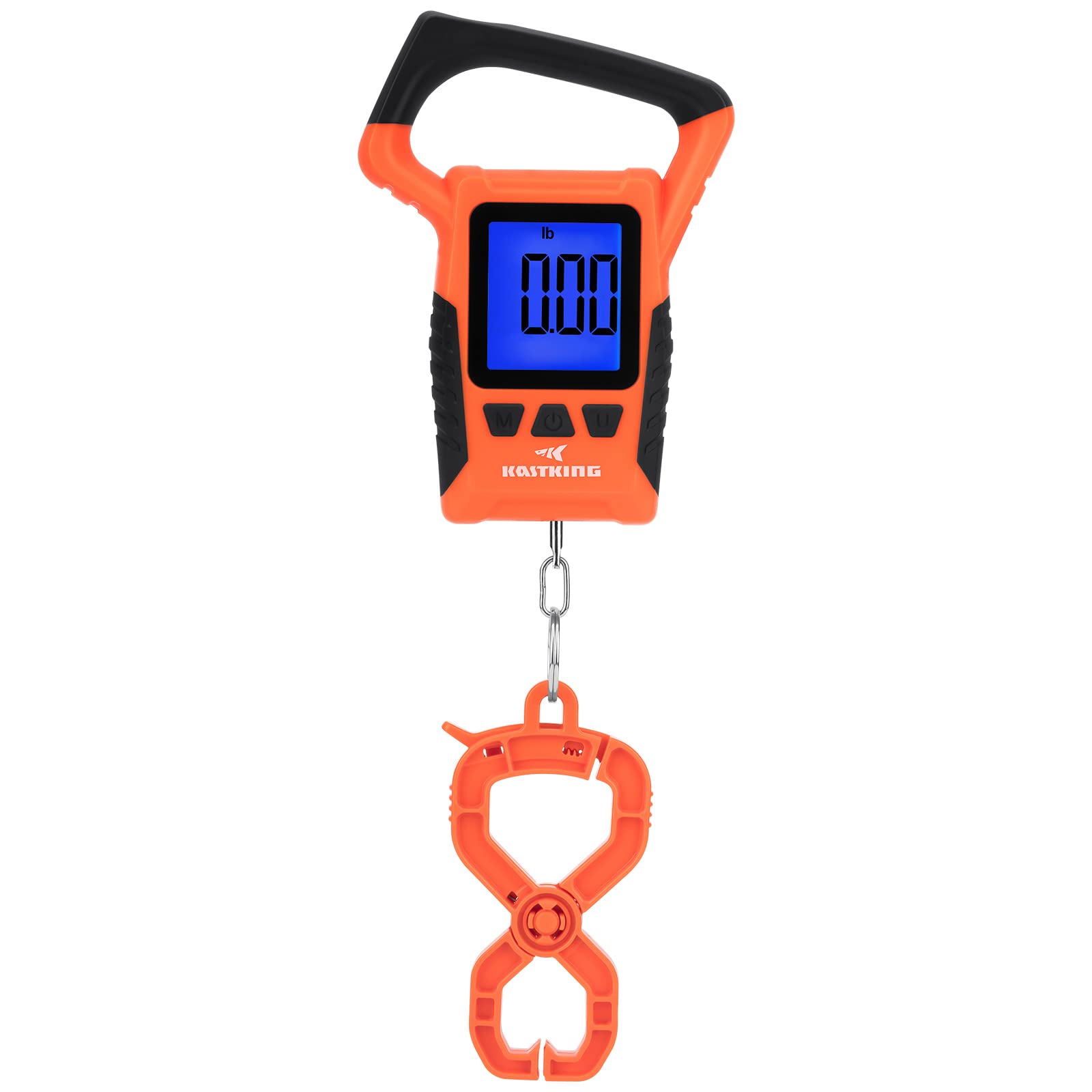 KastKing Fish Scale, WideView Floating Waterproof Digital Scale with No-Puncture Lip Gripper, 2.5” Large LCD Display, 110lb Capacity, Stores up to 9 Weights, Orange