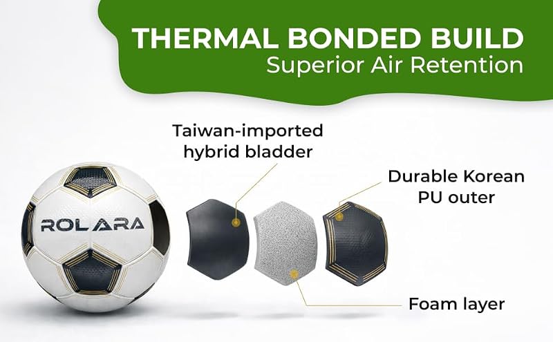 ROLARA Size 5 NFHS Approved Soccer Ball - Professional Korean PU Leather Match Ball