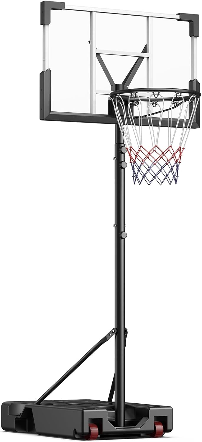 Skiennix Basketball Hoop - 10FT Height Adjustable with 45-Inch Shatterproof Backboard | Portable for Backyard & Indoor Use