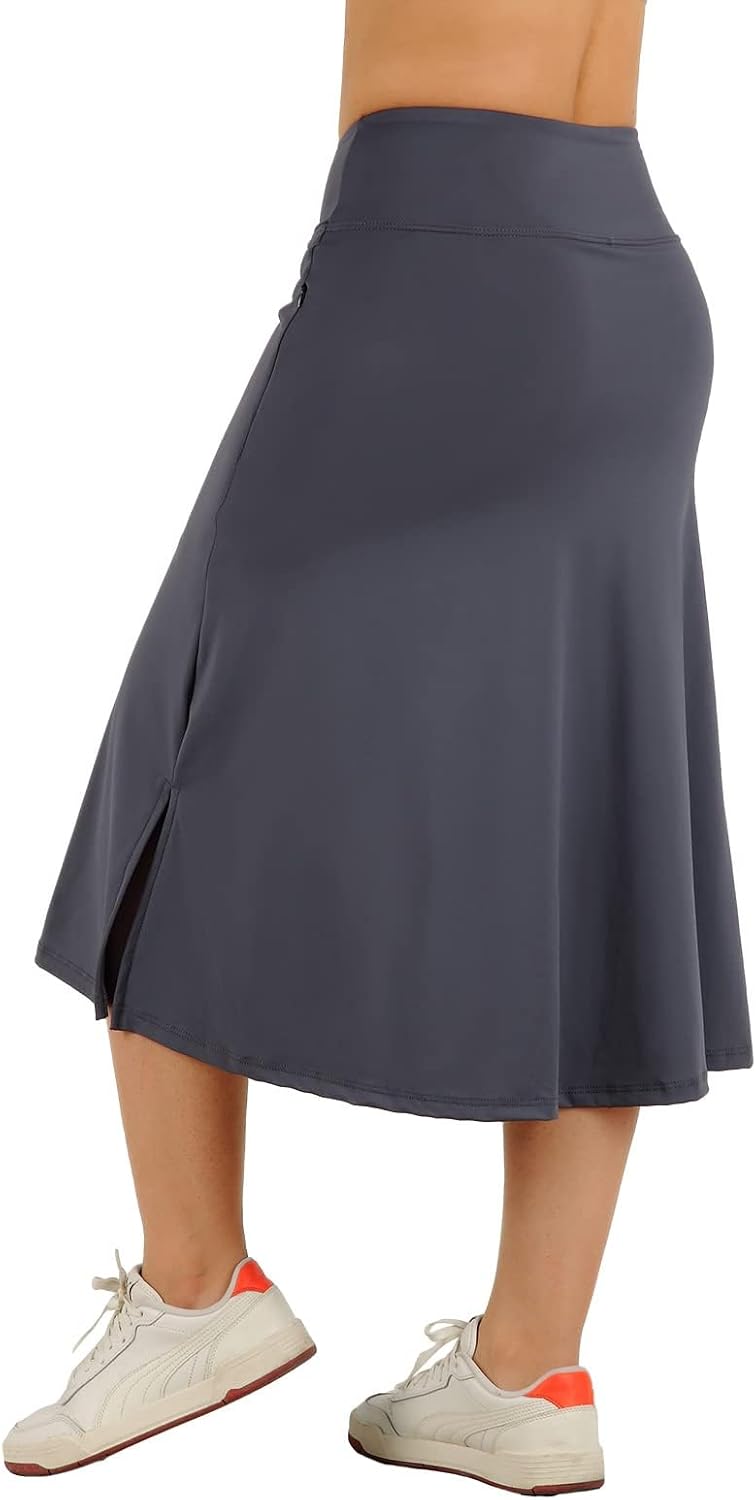 Skiennix Women's Modest Knee-Length Skorts - Athletic Midi Running Skirt in Stylish Design