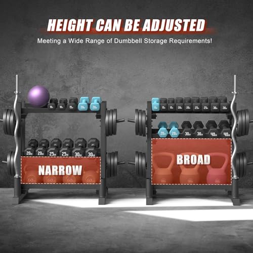Adjustable 3-Tier Dumbbell Rack Stand - Heavy Duty Weight Storage 18.78 x 48 x 36.54 Inches