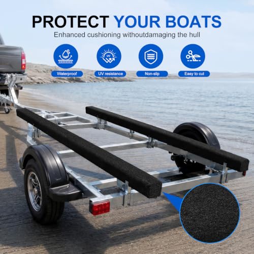 Black 16in x 50ft Boat Trailer Bunk Carpet - Marine Grade Padding