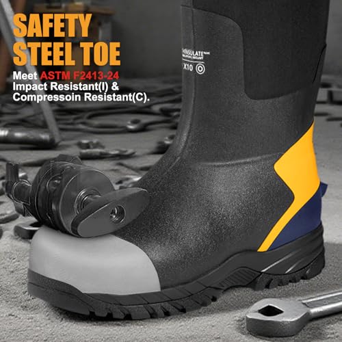 Hunthor Steel Toe Work Boots for Men - Black, 6 / Waterproof, Cold-Weather