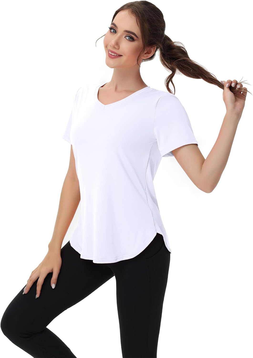 Skiennix Women's Workout Tops - Moisture-Wicking V-Neck Athletic Tee for Yoga & Gym | Short Sleeve