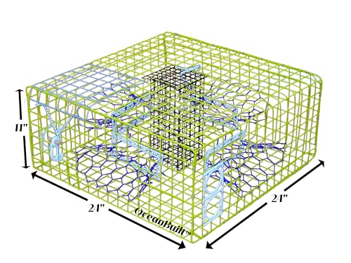 Florida Large Blue Crab Trap - 11x24x24 Saltwater Crab Pot - Heavy Duty PVC Coated Wire - Variation: FL Large Trap Only
