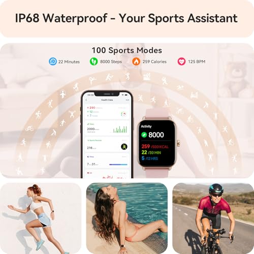 Gydom Pink Women's Smart Watch 1.8-inch Fitness Tracker with Alexa, Waterproof & Heart Rate Monitoring