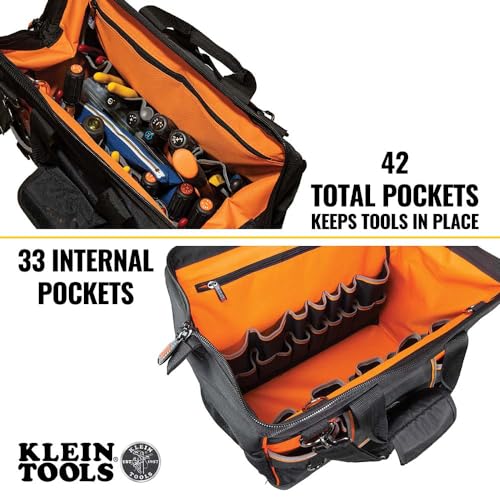 42-Pocket Wide-Open Tool Bag - Klein Tradesman Pro 1680D Ballistic Weave