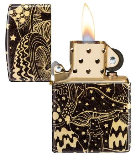 Zippo Mushroom Drift Design 540 Tumbled Brass Windproof Pocket Lighter - Unique Psychedelic Pattern