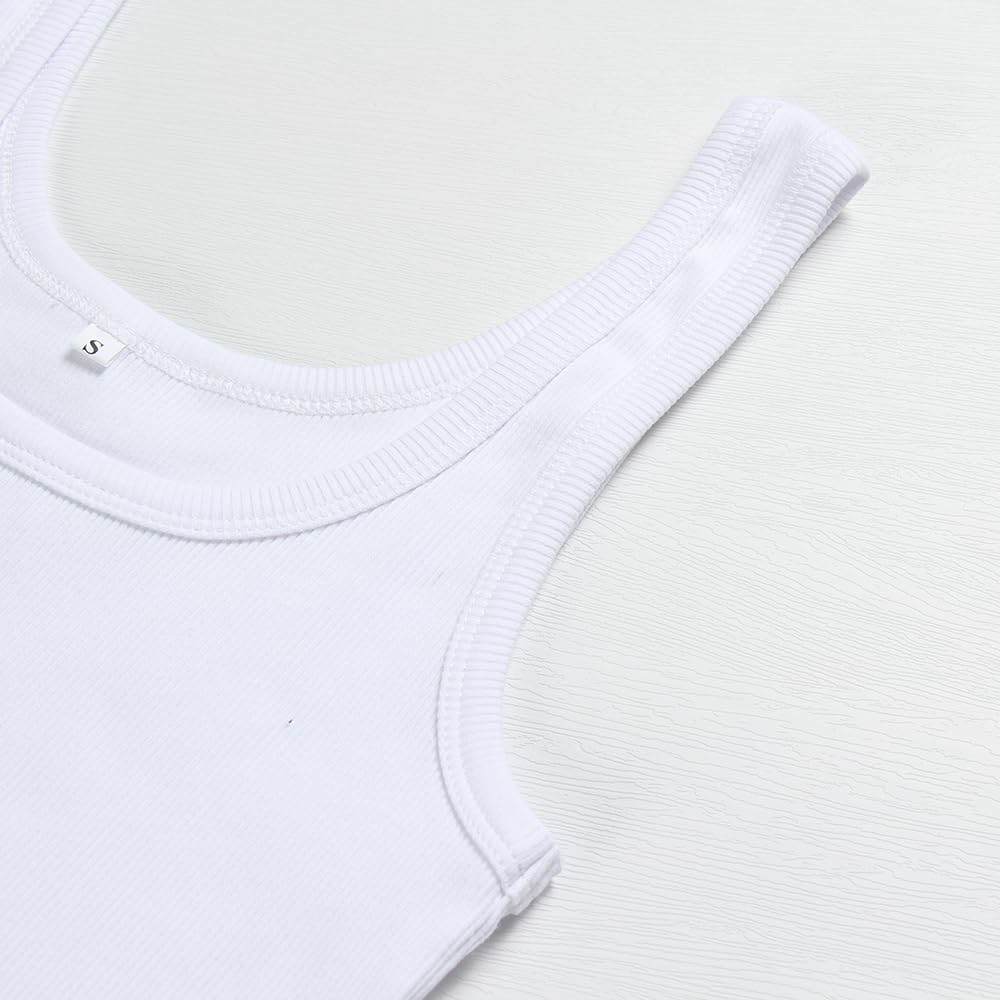 Artfish Women's Fitted Scoop Neck Sleeveless Knit Crop Tank Top - Casual Style & Comfort