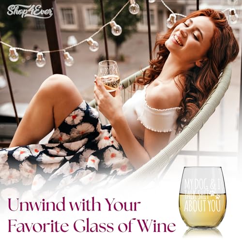 Funny Dog Lover Stemless Wine Glass - 15oz Pet Gift for Dog Moms