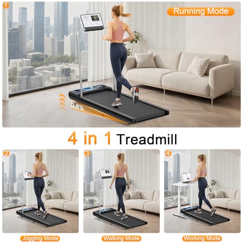 Dark Blue Walking Treadmill Pad with 0–8% Incline, 2.5HP for Home & Office
