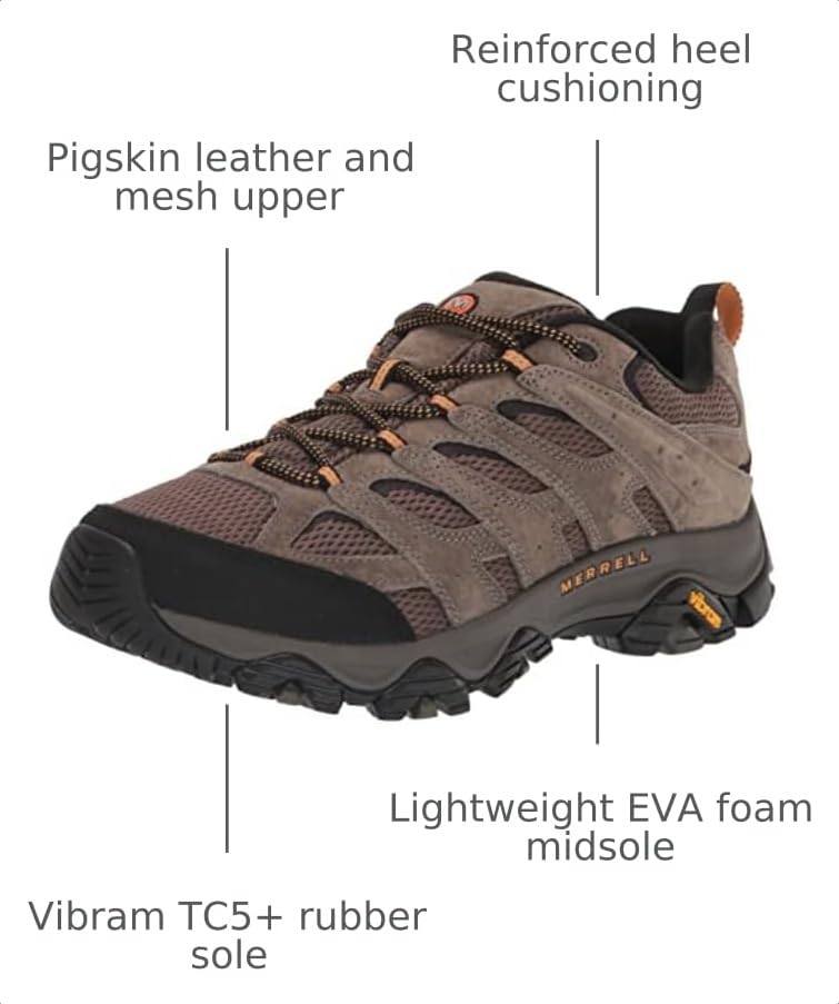 Merrell Men's Moab 3 Hiking Shoe 10.5 Walnut - Durable Trail Footwear