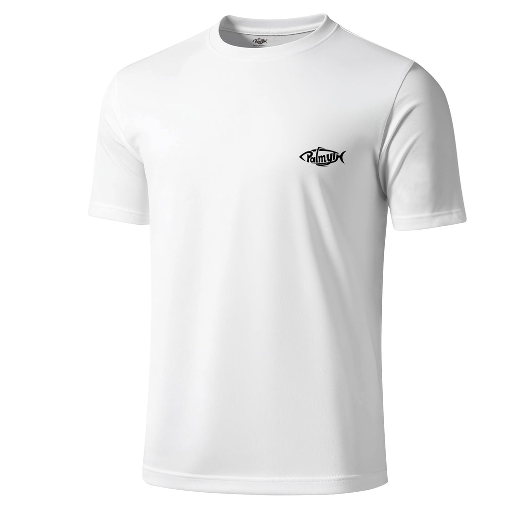 Palmyth Fishing Shirts for Men Sun Protection Shirts Short Sleeve UPF 50+ T-Shirt Tee Quick Dry White Bone Flag X-Large