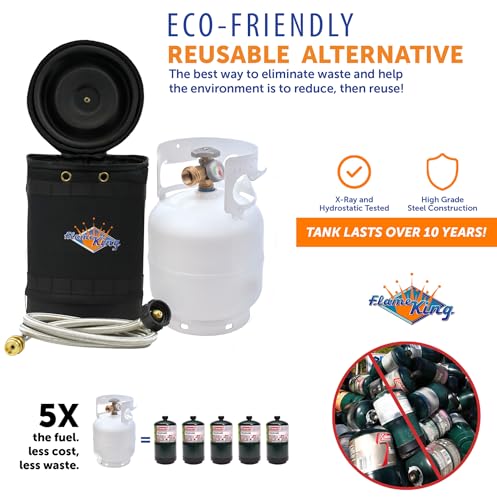 8.5 x 13.5 Inch Propane Tank Carry Case with Built-In Gauge & 5FT Hose - Flame King Gas Hauler Pro Kit - Camping & Outdoor