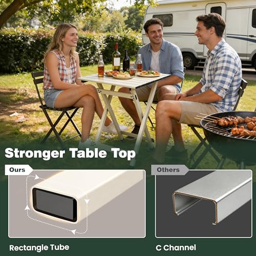 Sunnyfeel Grey Portable Folding Camping Table - Lightweight Aluminum Picnic Table for Outdoor & Indoor Use