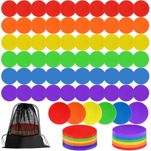 9 Inch Poly Spot Markers Set of 60 Non-Slip Rubber Floor Dots for Gym Sports Training