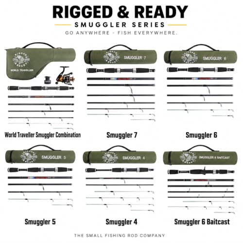 Rigged & Ready Smuggler 6 Travel Fishing Rod & Reel Combo 2 Tips, Compact Case