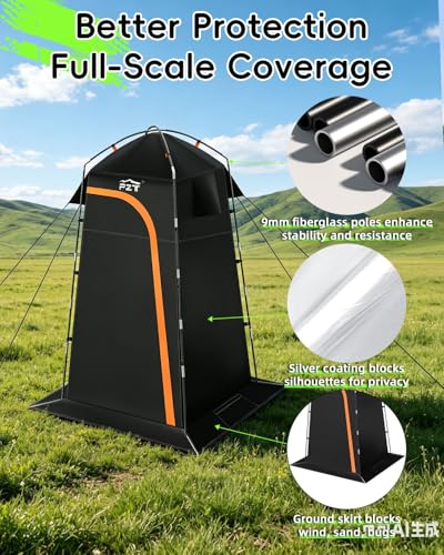 Large Portable Shower Tent with Mesh Windows & Waterproof Fabric for Camping & Outdoor Use