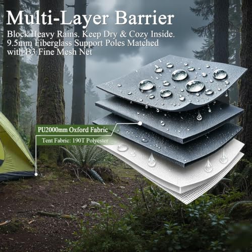 Green 6-Person Double Layer Camping Tent Waterproof Portable Outdoor Shelter
