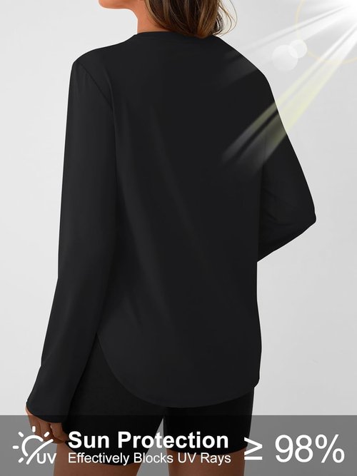 AUTOMET Women's Long Sleeve Workout Tops - UPF 50+ UV Protection for Running & Hiking | Quick Dry Gym Shirts