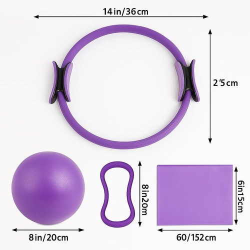 JOUFI Pilates Ring and Ball Set – Premium Pilates Equipment for Home Workout – Fitness Circle & Exercise Ball for Toning, Strengthening & Flexibility – Ideal for Pilates, Yoga, Core Training