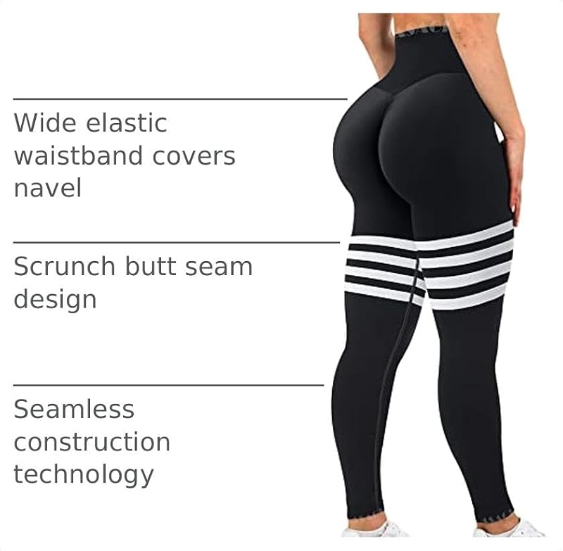 Women's High Waist Scrunch Butt Lifting Leggings Small/Black - Amplify Gym Seamless Yoga Pants
