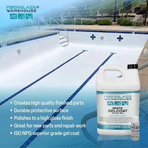 Fiberglass Warehouse White Gel Coat - 1 Gallon, No Wax, Easy Application with Catalyst