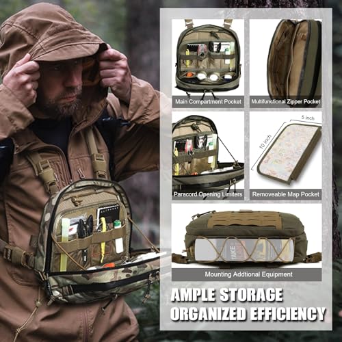 VOTAGOO Tactical Chest Rig Bag 3L Hypalon Molle with Map Pocket - Ranger Green