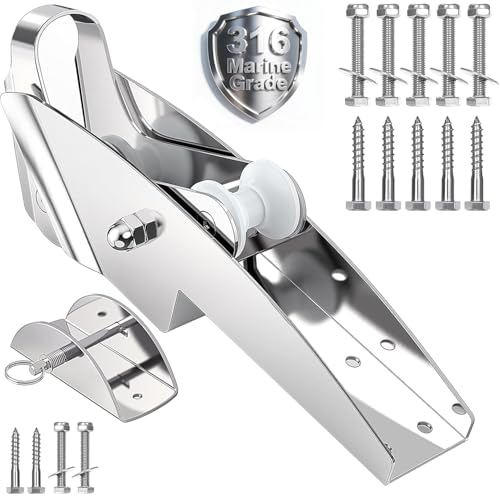Marine Stainless Steel Bow Anchor Roller with Lock - 16.5" Self-Launching Dual Roller System