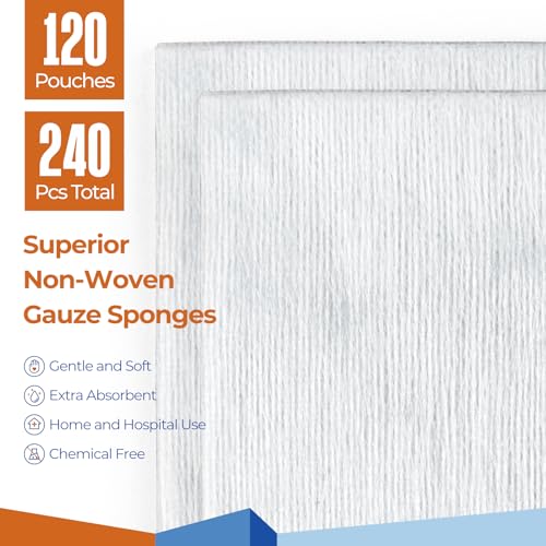 Kingstar Sterile Nonwoven Gauze Pads 4x4 Inches Pack of 120 - Medical First Aid