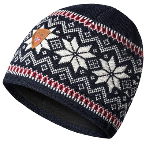 Dale of Norway Garmisch Unisex Merino Wool Winter Beanie – Navy, Offwhite & Raspberry, One Size