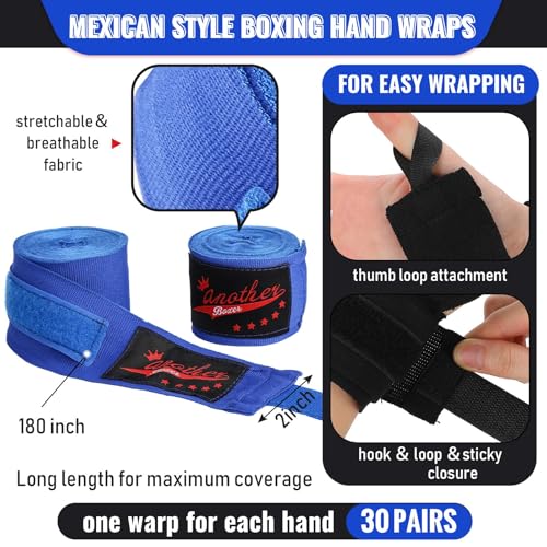Multicolor Boxing Hand Wraps 15 Pairs, 180 Inches Support & Protection