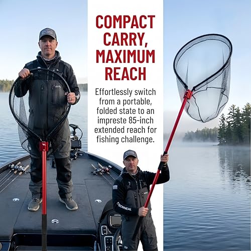 Heavy Duty Telescoping Fishing Landing Net 27in Wide Net for Saltwater & Boat Use
