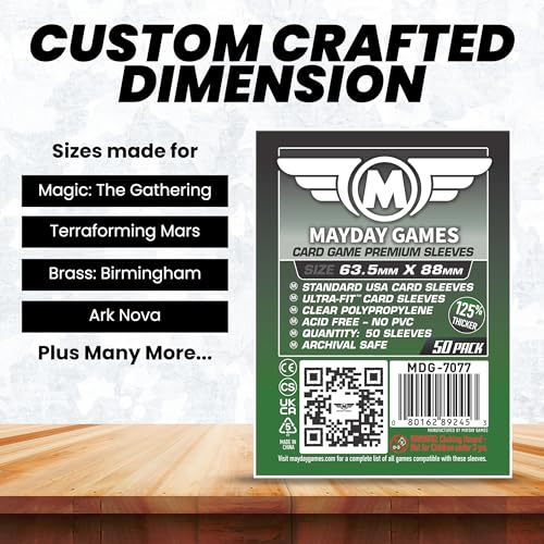 MayDay Games 63.5 x 88mm Premium Card Sleeves Bundle 4x50 Pack, Clear, Acid-Free