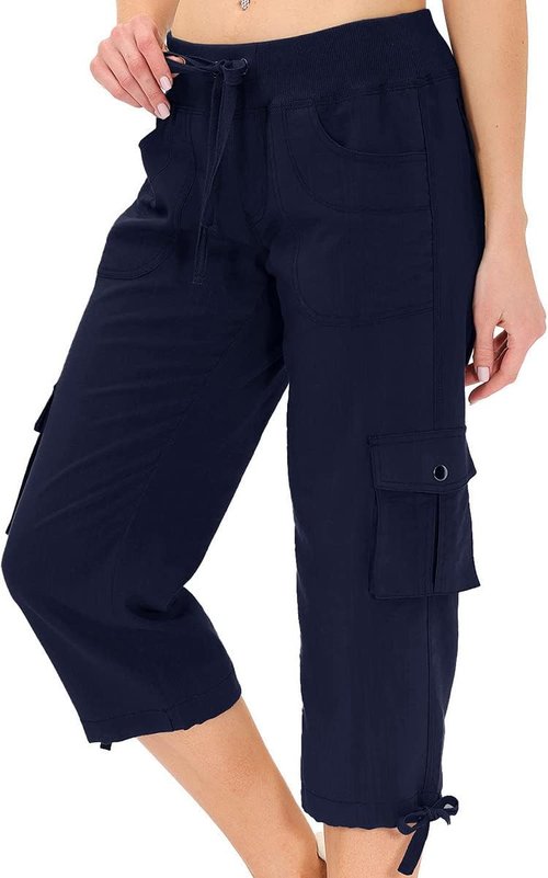 MoFiz Women's Capris - Lightweight Casual Pants with Pockets | Loose Fit Cargo for Hiking