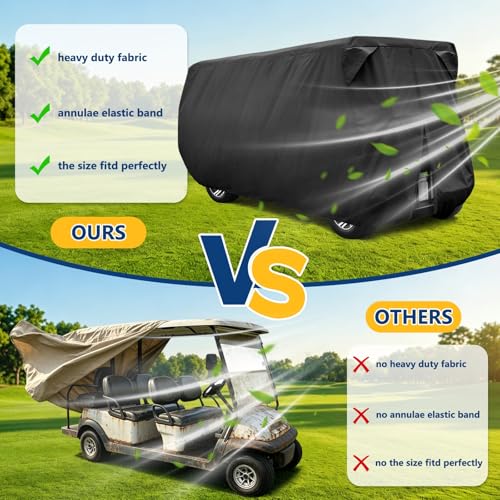 Moveland Waterproof 6-Seat Golf Cart Cover for Outdoor Storage - Black