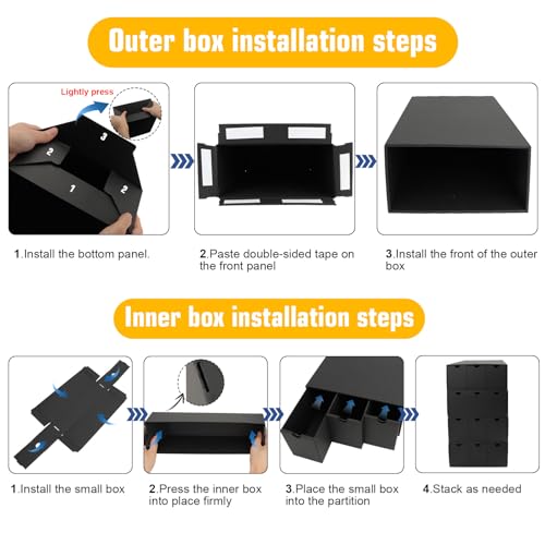 Trading Card Storage Box with 24-600 CT Boxes & Dividers - Organizer for TCG, MTG, PTCG & Sports Cards - Includes Labels & Tape - Black