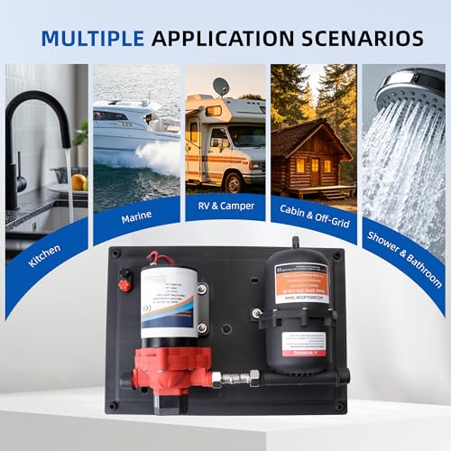 RV Water Pump with Accumulator Tank System - 12V DC, 3.0 GPM, 45 PSI, 0.75L Tank