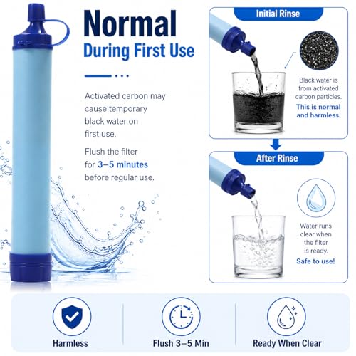 PRIMITIVE LABS 3-Pack Portable Water Filter for Hiking Camping Emergency Survival