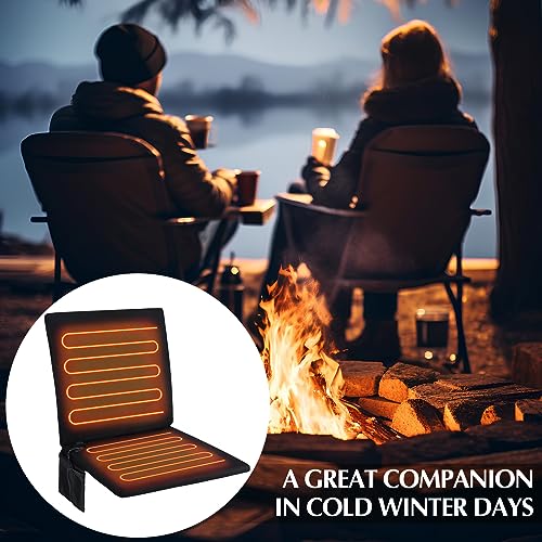 Thyle Black Foldable Heated Stadium Bleacher Seat Cushion with Memory Foam