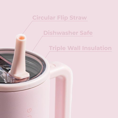 HydroJug Traveler - 40 oz Insulated Water Bottle with Handle & Flip Straw - Leak Resistant, Pink Sand