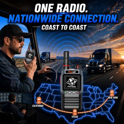 Maycall Black Small 4G Walkie Talkies with Unlimited Nationwide Range, PoC Radio