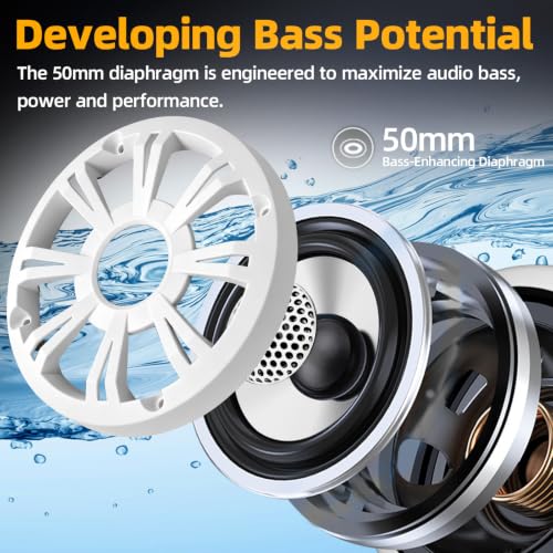 Marine Coaxial Speakers 6.5 Inch Waterproof Boat Speakers with Blue LED Lights - Pair