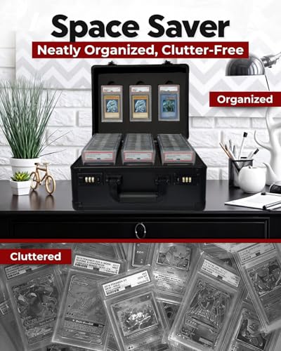 3-Row Graded Card Storage Box with Combination Lock - PSA Display, High Capacity