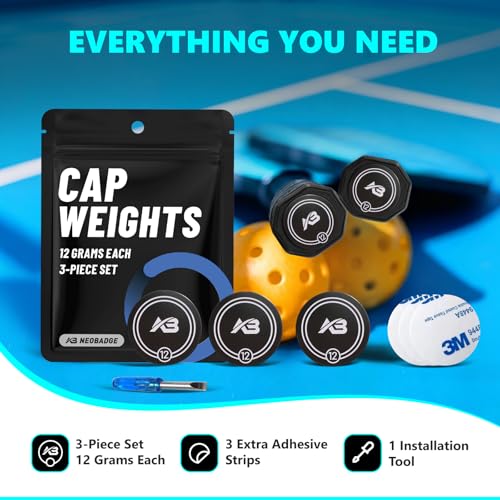 3-Piece Pickleball Paddle End Cap Weights Set - 12g Each, Counterbalance
