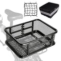 Large Waterproof Bike Basket with Reflective Cover & Cargo Net for E-Bikes