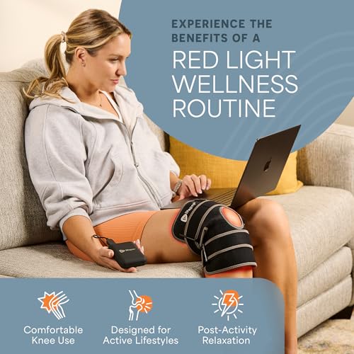 Gray LifePro Biorecover Red Light Knee Therapy Wrap - Dual Spectrum, Hands-Free, One Size