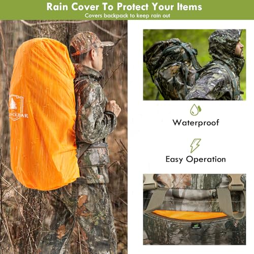 Wild Cedar 80L Waterproof Camo Hunting Backpack with Rain Cover, Men’s 60/80L