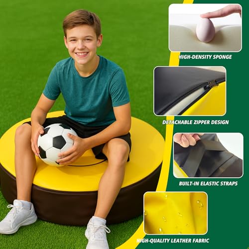 Yellow Football Tackle Wheel with Round Seat Pad - Youth & Adult Practice Equipment 28x8"