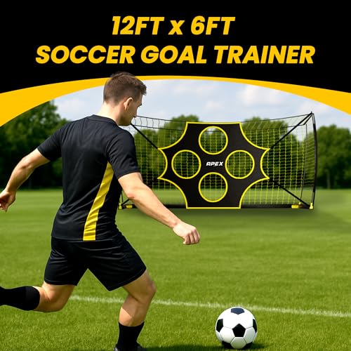 Apex Sports 12x6 FT Portable Soccer Goal with Precision Target - AP008
